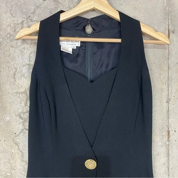 Vintage 90s Morton Myles black sleeveless mini flirty dress 6 small - Picture 3 of 8
